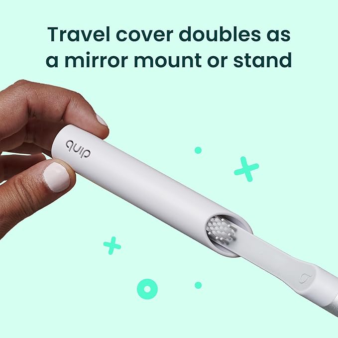 Quip Sonic Electric Toothbrush for Adults - Time Travel & Soft Bristles with Travel Case & Replacement Brush Head - 3 Month Battery Life, Plastic Handle - Lavender