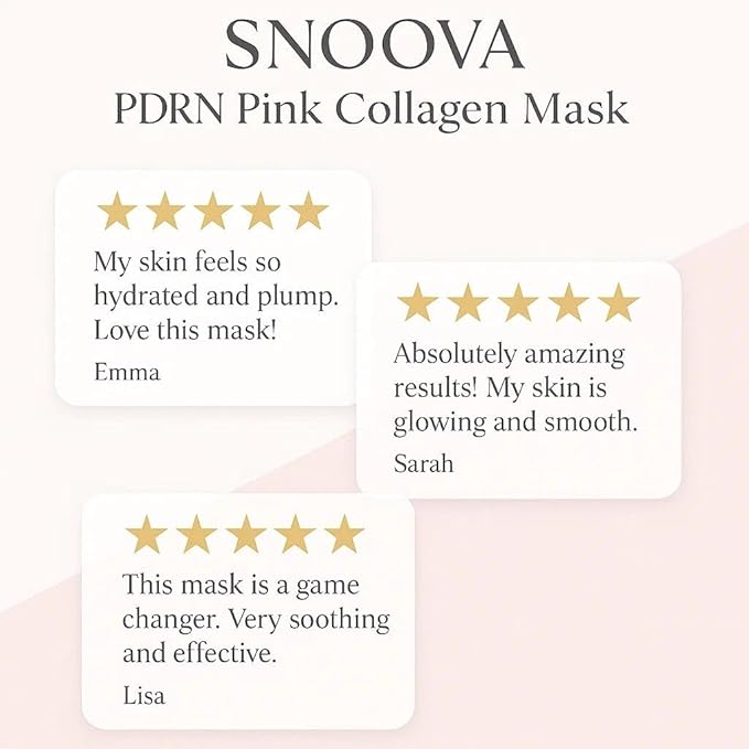 Snoova PDRN Pink Collagen Gel Mask | Overnight Hydrating & Firming Jelly Mask for Glass Glow Skin | Salmon DNA PDRN, Niacinamide & Collagen | Cooling, Brightening Skincare | 28g, 4 Pack