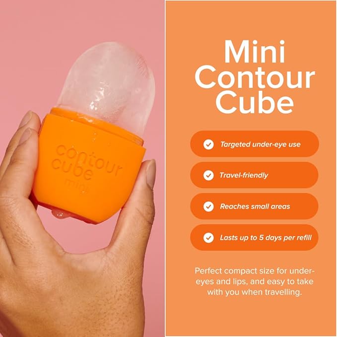 Contour Cube Mini - Revolutionary Ice Roller for Sculpting & De-Puffing - Face Ice Roller & Massager - Ice Mold for Face - Compact Skin Care Tools for Daily Skincare & Travel - Peach