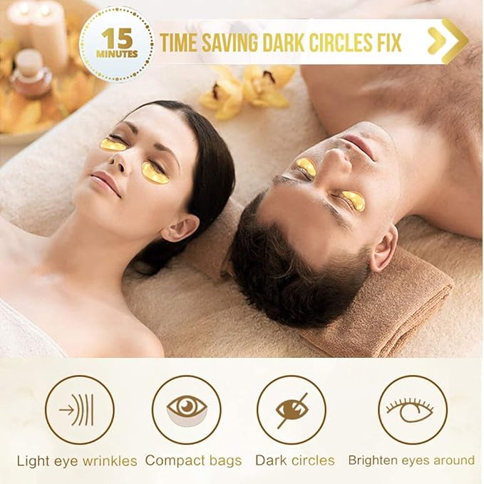 Felico Under Eye Patches, 30 Pairs Gold Eye Mask, Eye Gel Pads With Collagen Treatment for Reducing Dark Circles, Lighten Wrinkles Anti-Aging Moisturizing, Fine Lines Eye Bags Puffiness for Women Men