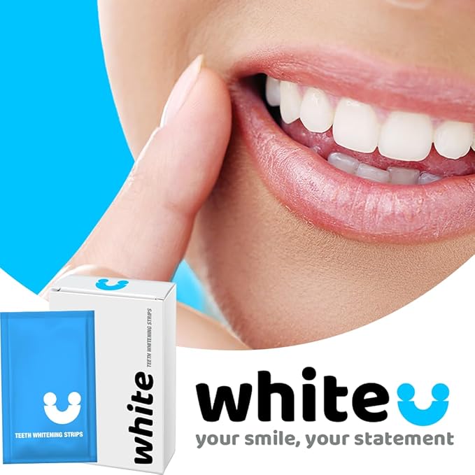 Teeth Whitening Strips for Sensitive Teeth - Peroxide Free No Sensitivity - 14 Strips with Pap+ & Nano Hydroxyapatite - Enamel Safe Whitening in 7 Days - WhiteU