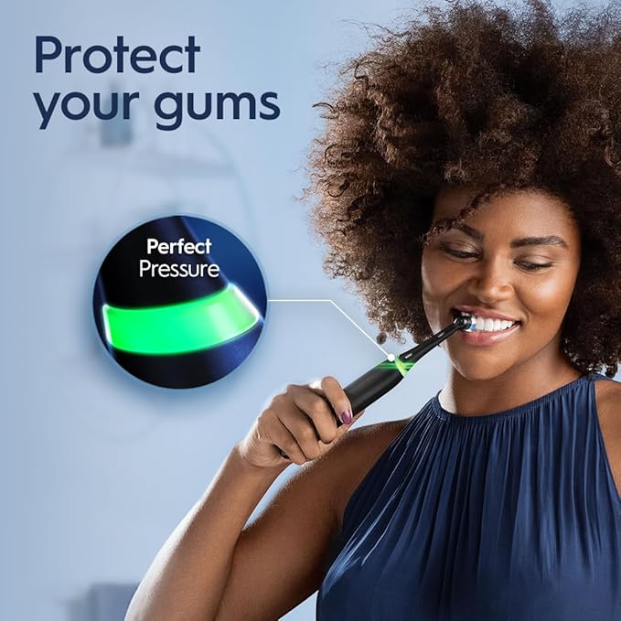 Oral-B iO Deep Clean Rechargeable Electric Toothbrush, Black, iO Series 3 Limited, 2 Brush Heads, Travel Case, Pressure Sensor, 3 Cleaning Settings
