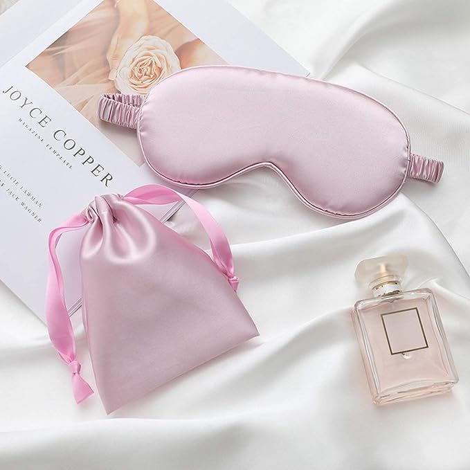 LCBD Silk Satin Sleeping Eye Mask, Light Purple Sleep Eye Mask Night Blindfold for Women and Men, Soft Breathable Blackout Eyeshade Eye Cover for Travel, Wedding Bridesmaid Gift