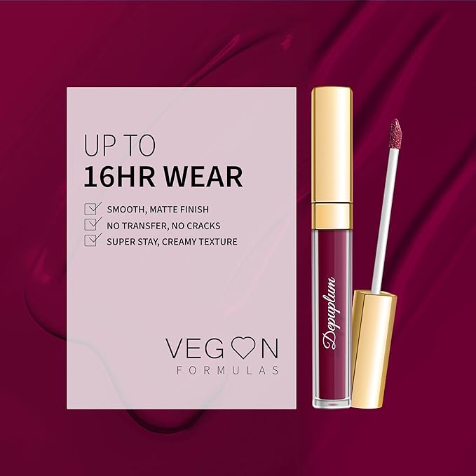 Depuplum Mauve Lipstick Matte for Women, Superstay Long Lasting Red Lipstick Smudgeproof Liquid Lipsticks, Cruelty Free Lip Makeup (DM03 Mauve Cyber)