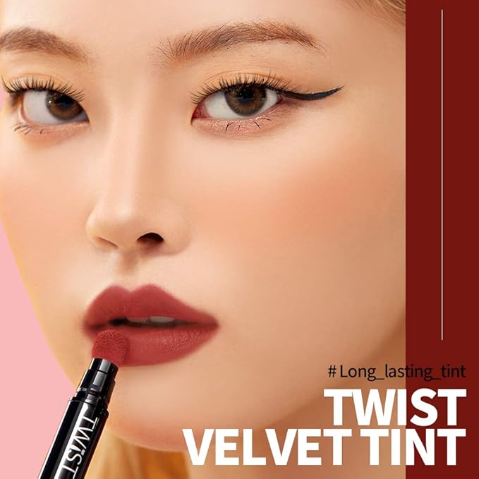 Long Lasting Lip Stain for Lips and Cheek Tint | High Pigment Color | lightweight Matte Finish | Weightless | Full Coverage | Twist Velvet Tint #13 (No.13)