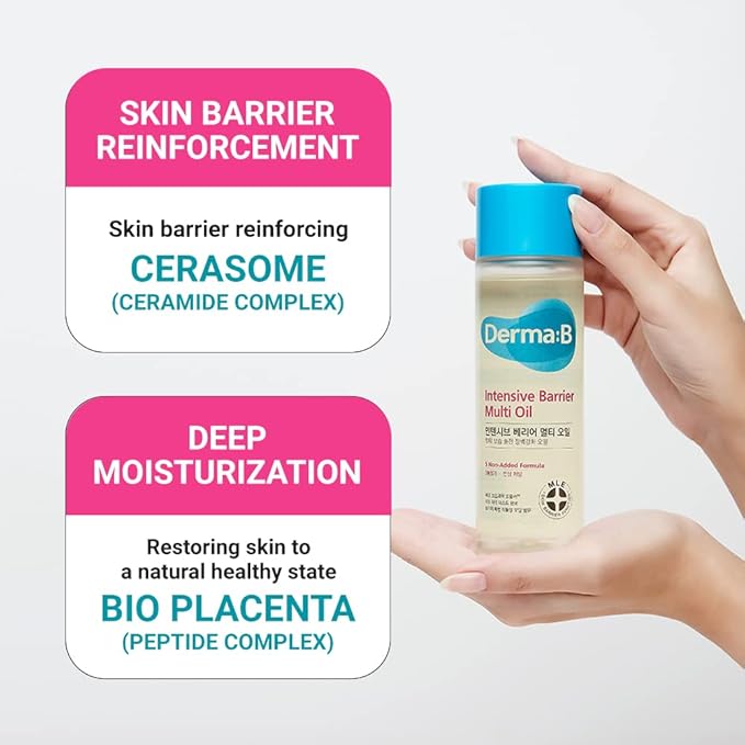 Derma B | Intensive Barrier Multi Body Oil | Moisturizing Non-Sticky Multi-Use Oil After Shower | 10 Botanical Skin Oil for Sensitive Skin | Korean Body Oils for Women & Men | 4.56 fl oz (135ml)