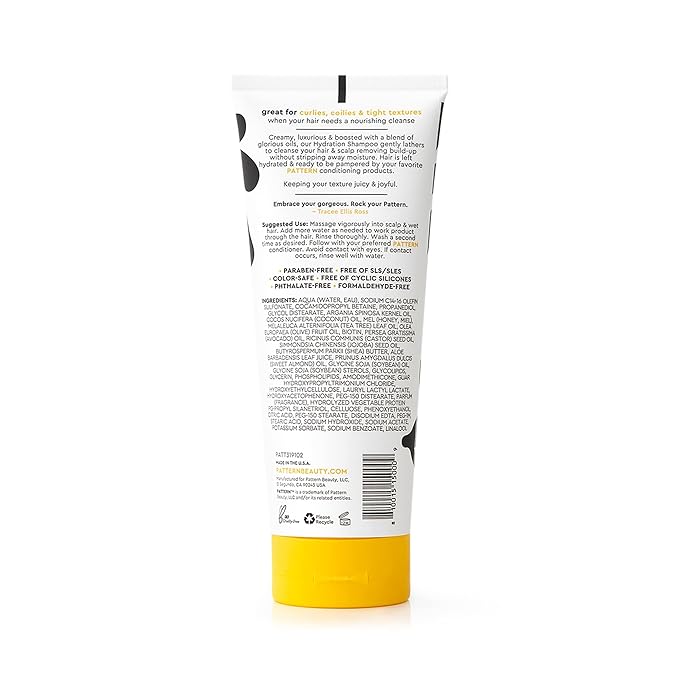 PATTERN Beauty by Tracee Ellis Ross Hydration Shampoo w Honey, Aloe Vera, Biotin and Tea Tree Leaf Oil 9.8 fl oz - Rich Moisture for Curly Hair 3a-4c