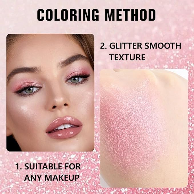 Pink Shimmer Single Eyeshadow Palette - Mini Eye Shadow in Pink | Shimmer & Glitter Makeup for Women | Highly Pigmented, Blendable Monochrome Powder Eye Shadow | Girls Eyeshadow Palette Gift