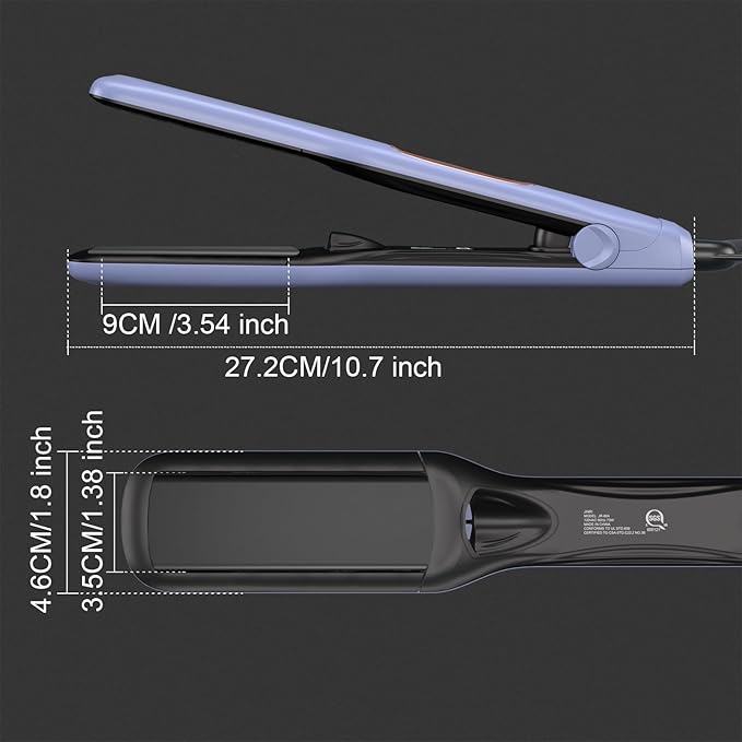 JINRI Hair Iron, Hair Brush, Pumped-Up Volume, Adjustable Temp, 360 ° Tail Rotation, Lasting Volume, for Short Or Thin Hair, Dual Voltage (100-240V), Volumizing Hair Iron, Blue, 1.38 inch