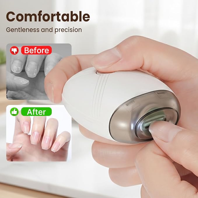 Portable Electric Nail Clipper,Universal Automatic Fingernail Grinder with LED Light and 3 Speeds,360° Silent Auto Fingernail Cutter and Polishing Trimmer for Safe (2 PCS)