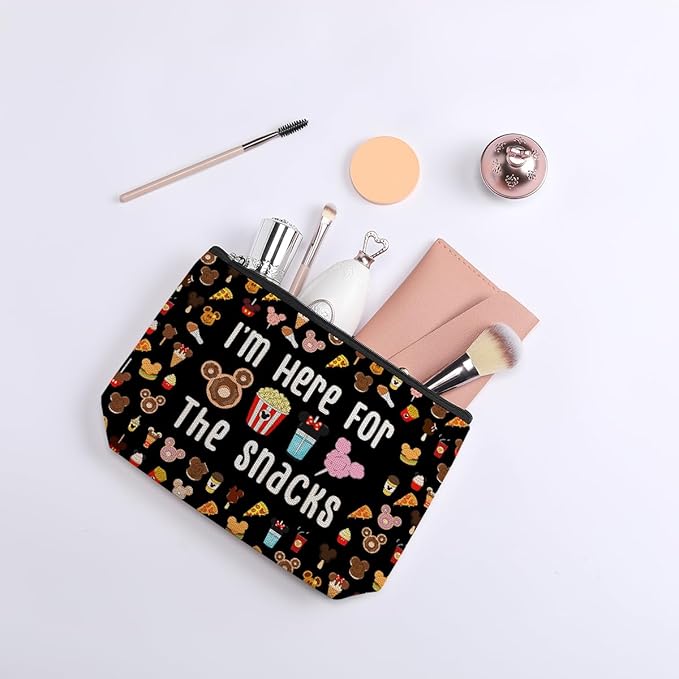 kdxpbpz Magic Kingdom Lover Gift Halloween Snacks Cosmetic Bag Snacks Bag for Travel Cute Toiletry Bag for Girls Teens Friends Makeup Organizer Zipper Pouch (for The Snacks Black)