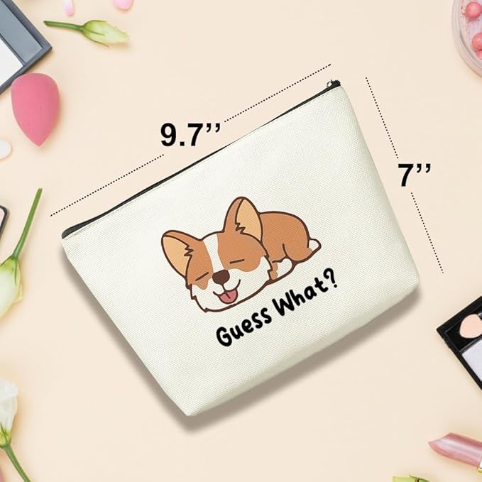 Funny Puppy Makeup Bag Dog Mom Gifts for Women Puppy Dog Supplies Accessories Cute Cosmetic Bag for Women Girls Daughter Animal Puppies Lovers Sister Best Friends Friendship Christmas Birthday Gifts