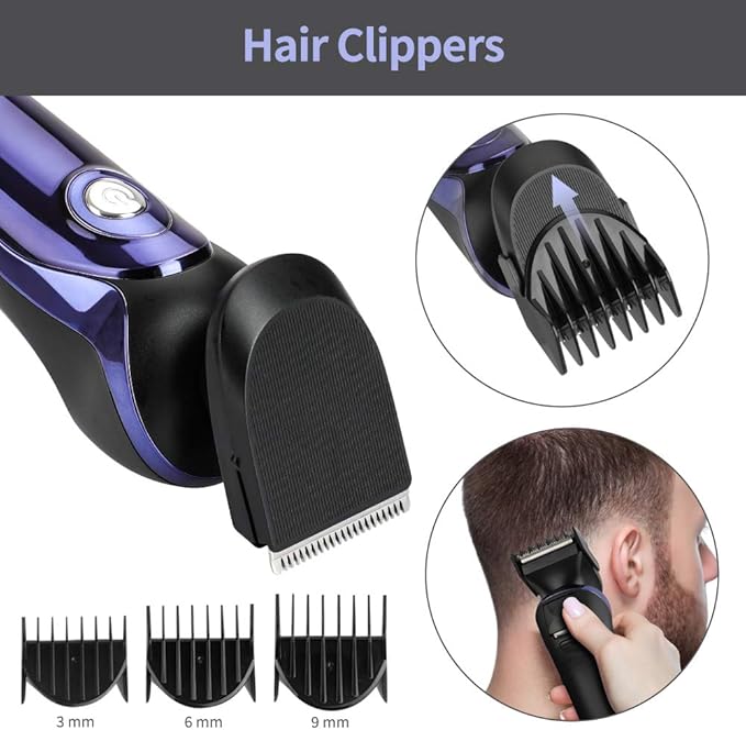 Electric Razor for Men, 4 in 1 Rotary Men Shaver Beard Trimmer, Electric Shaver Waterproof USB Fast Charging, Cordless Beard, Nose, Hair Trimmer, Men Electric Razor Best Gift for Dad, Boyfriend