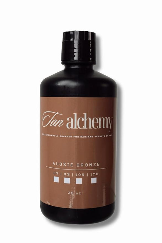 Tampa Bay Tan, Tan Alchemy, Aussie Bronze 2-32oz bottles of 8%, Med DHA Sunless Airbrush Spray Tanning Solution (64oz)