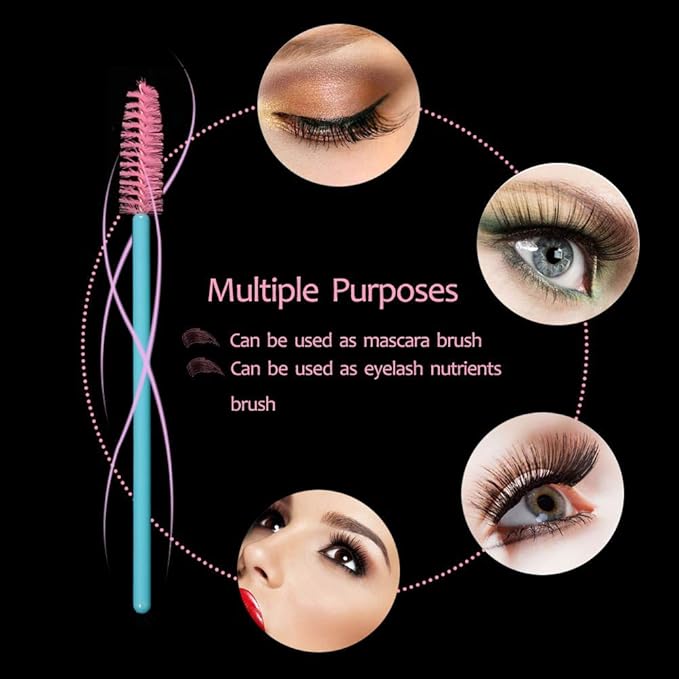 Mascara Wands, Disposable Lash Brushes for Eyelash Extensions Makeup Brush Bulk Tool Set(150Pcs, Blue Pink)