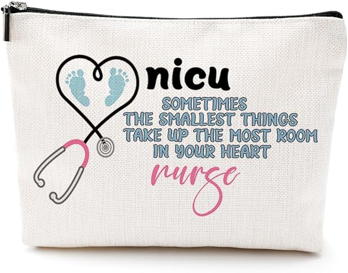 Funny Nicu Nurse Gifts Makeup Bag Nurse Accessories for Work Nurse Practitioner Nurse Gifts for Women Cute Cosmetic Bag Neonatal ICU Nurse Rn Gifts for Nurses Nursing Graduation Nurses Week Birthday