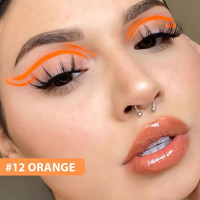 evpct 1Pcs Orange Waterproof Colored Eyeliner Liquid Eye Liner Set Long Lasiting Ultra-fine Speed Dry Colorful Liquid Eyeliner lapiz delineador de ojos contra el agua blanco para ojos de colores