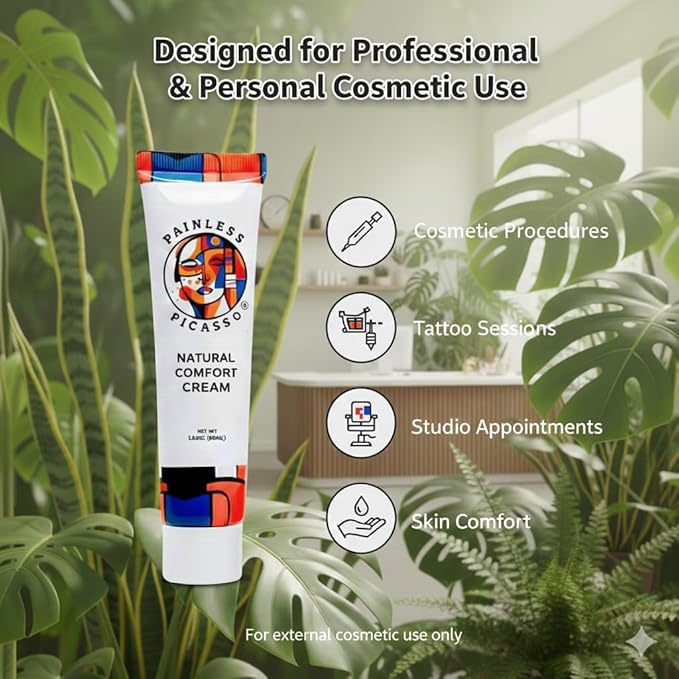 Painless Picasso Plant-Based Skin Prep Cream – Body Moisturizer for Cosmetic Use & Skin Conditioning – 1.69 oz