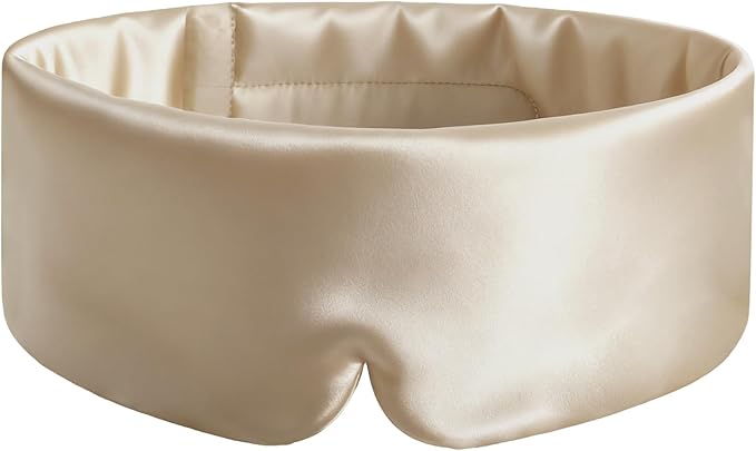 Fzxdfg Natural Silk Sleep Mask Blackout Adjustable Band Eye Masks for Travel Office Side Sleeper Women Large Size Silk Sleeping Mask Man