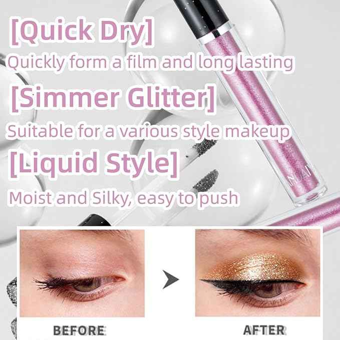 Eyeshadow liquid Shimmer Long Lasting Effect Shiny Eyeshadow Glow Eye Makeup (Pink)