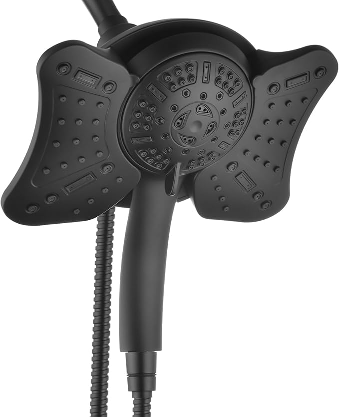 GRICH 2.5GPM Shower Head with Handheld Spray Combo: 2 in 1 Rainfall Shower Heads high pressure & Handheld Shower Head, 9 Spray Modes/Settings Detachable Shower Head with 60 Inch Hose, Black