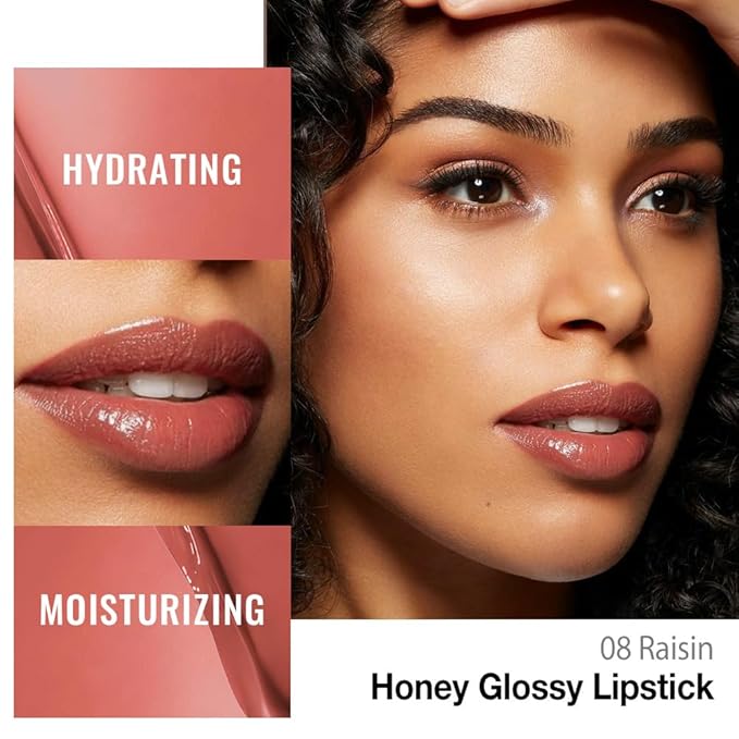 HHLTOH Raisin Honey Lipstick Tinted Lip Balm - Shine Moisturizing Lipstick for Women, Natural Nourishing Hydrating Lip Gloss Stain for Dry Lips, Tint Sheer Lightweight Makeup, Vegan - 1Pc #08 Raisin