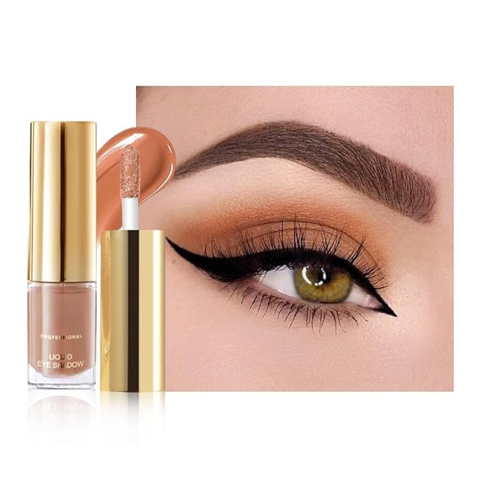 Light Brown Matte Liquid Metallic Eyeshadow, Longwear Eye Shadow Makeup For Older Women, Buildable Highly Matte Eye Shadow Cream in Finishes, Vegan & Cruelty-Free, (02#Light Brown)