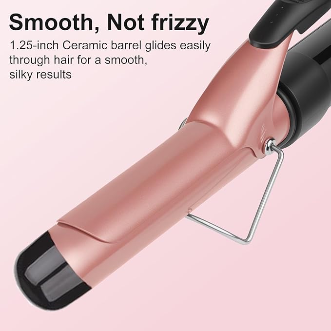 Curling Wand, 32mm Ceramic Hair Curler Tongs with Adjustable Temperature for Long & Medium Hair, Professional Hair Curler with Glove, Dual Voltage
