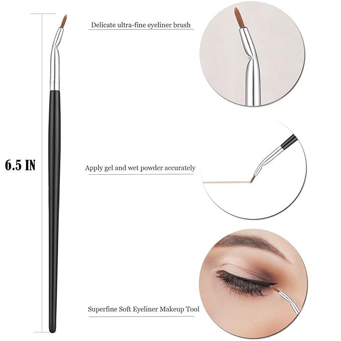 Fine Angled Eyeliner Brushes, JASSINS Precision Gel Eye Liner Brush,Synthetic Bristles Eye Makeup Tool,Ultra Thin Slanted Flat Angle for Beauty Cosmetic Tool