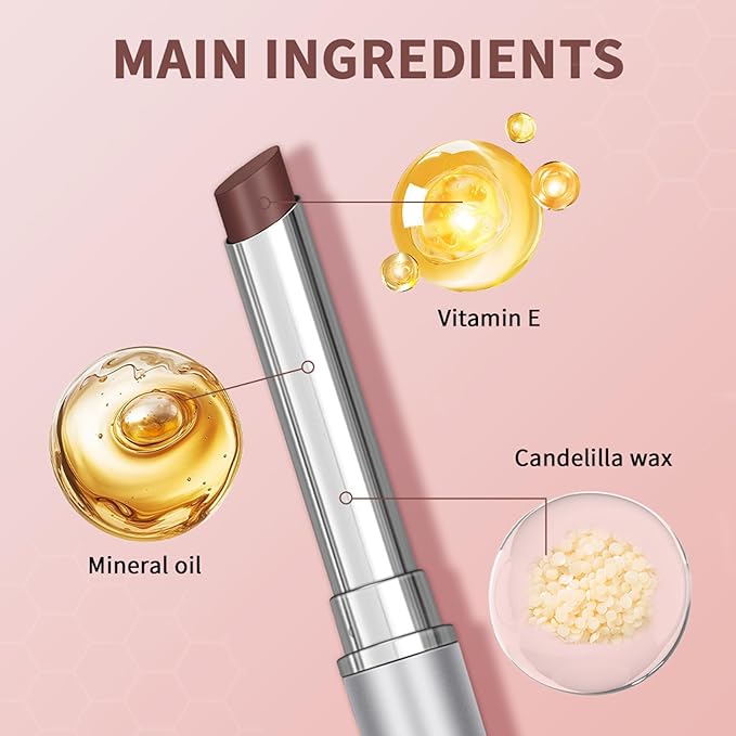 BAISEN DIARY 2PCS Honey Lipstick Tinted Lip Balm - Sheer Hydrating Lipstick for All Skin Tones - Moisturizing Lip Color, Nourishing Lip Balm with a Hint of Natural Black Cherry Tint (2Pcs Nude Honey)