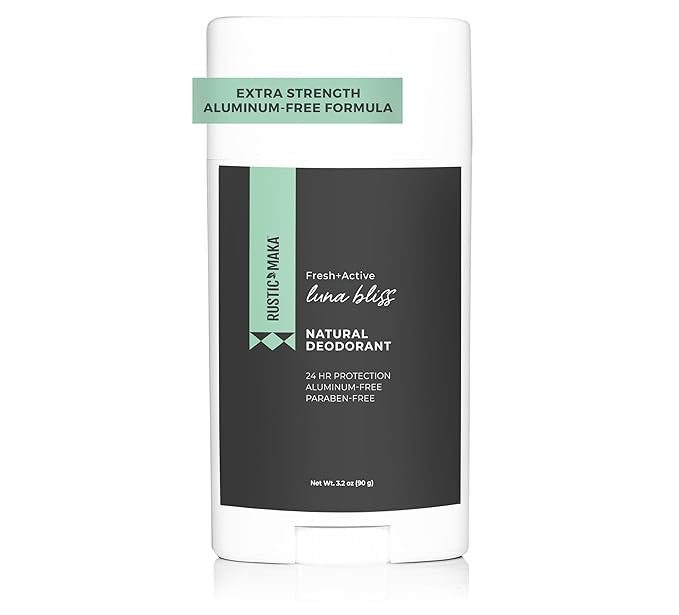 Rustic MAKA Natural Deodorant Stick for Women - Luna Bliss Scent, Long-Lasting odor Protection, Aluminum-Free, Cruelty-Free, No Baking Soda, Activated Charcoal + Magnesium
