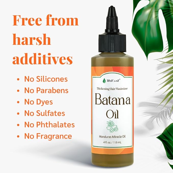 Well's Oil Batana Oil | 4 fl. oz. | 100% Natural Organic Raw Batana from Honduras | Dr. Sebi Approved | Strengthens, Hydrates & Nourishes | For All Hair Types (4 fl. oz. / 118 ml)