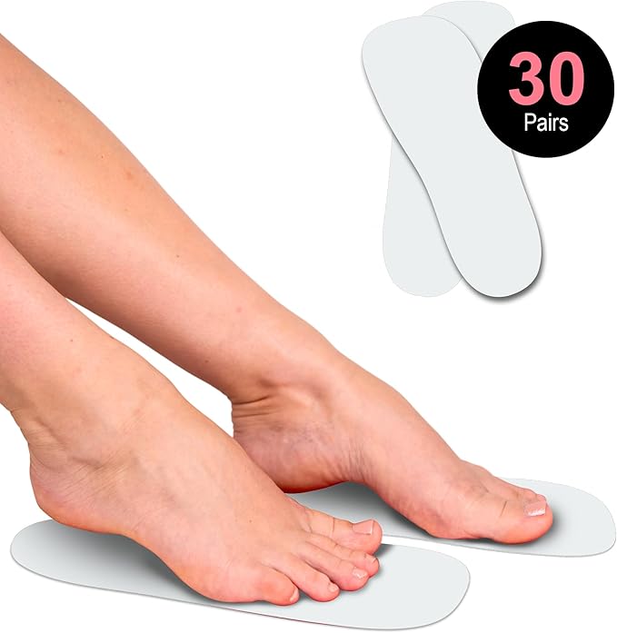 Professional 30Pairs Spray Tan Feet Pads - Disposable Foam Feet Protectors for Tanning Hygienic & Comfortable Feet for Spray Tanning - Spray Tan Foot Covers for Tanning Tent (White)
