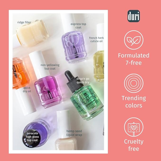 duri Miracote Quick-Dry Top Coat - High Gloss Finish, Chip Resistant, Long Wear - Nail Polish Protector for Strength and Growth | Pack of 2