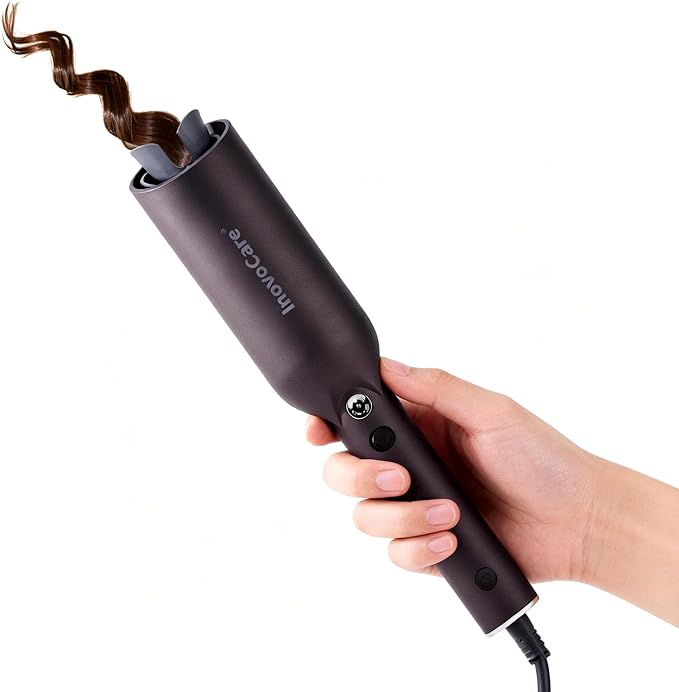 Upgraded Automatic Rotating Curling Iron - CurlPro Plus Long Barrel Curling Wand for Long Hair, Ceramic Hair Curler for Women, Anti-Scald, Tangle-Free, 600M Ionic, Dual Voltage (Dark Grey)