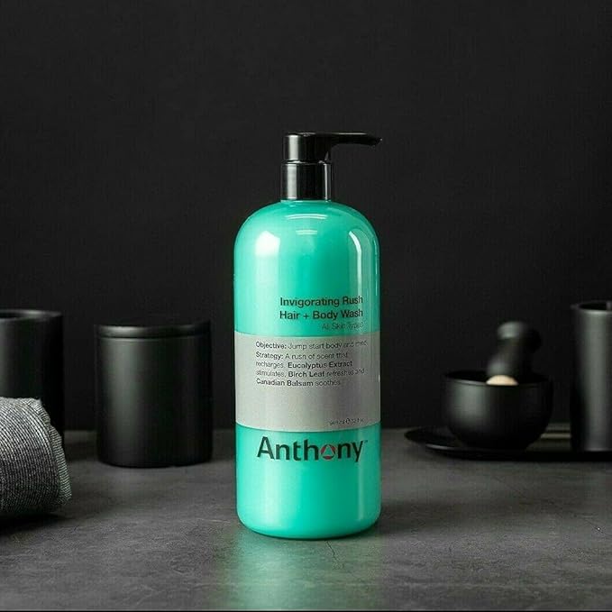 Anthony Invigorating Rush Hair and Body Wash, 32 Fl Oz Blue Sea Kelp Body Scrub, 32 Fl Oz