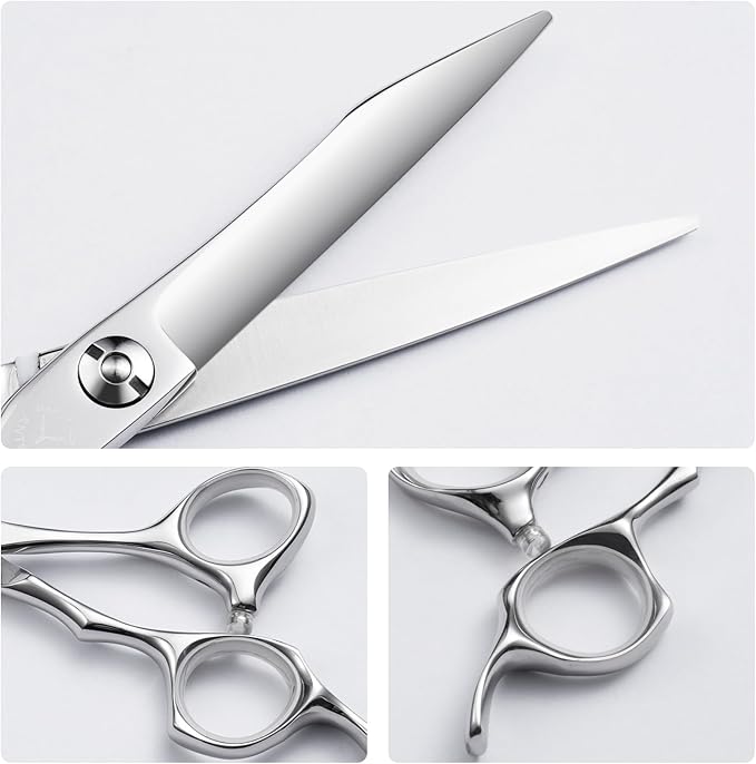 6 Inch Professional Hair Cutting Scissors, VG10 Japanese Steel Barber Shears with Convex Edge, Lightweight Ergonomic Design for Salon, Barber & Home Use