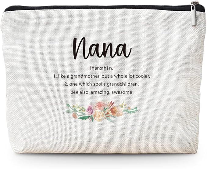 MOTERMATE Nana Gifts Makeup Bag, Best Nana Gifts for Christmas from Grandkids Cosmetic Bag for Women, Grandma Gift from Granddaughter Grandson Toiletry Bags Zipper Makeup Pouch