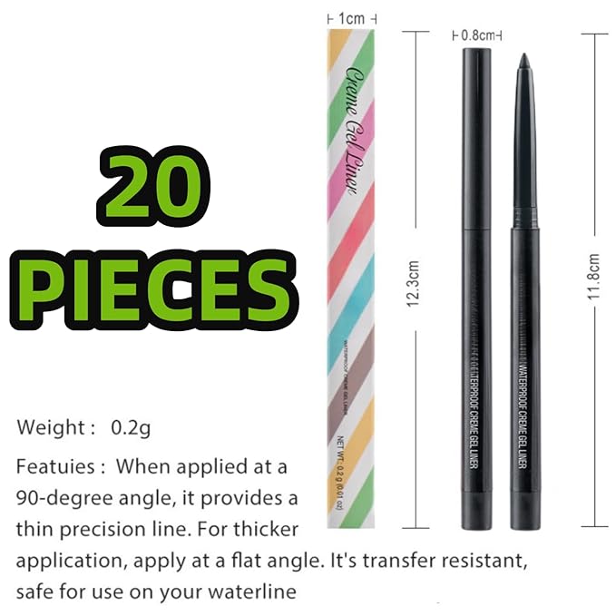 eye liner pencils retractable eyeliner creamy pigmented Multi-Use Longwear eyeliner pen 20 colors