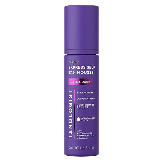 Tanologist Extra Dark Self Tan Mousse, Clear Self-Tanning Mousse, Streak-Free, Natural Glow, No Fake Tan Smell Or Orange Tone, Long Lasting, Clean Ingredients, 6.76 fl. oz/200 ml Bottle