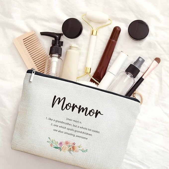 MOTERMATE Mormor Gifts Makeup Bag, Mormor Gifts for Christmas from Grandkids Cosmetic Bag for Women, Best Grandma Gift from Granddaughter Grandson Toiletry Bags Zipper Makeup Pouch