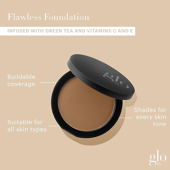 Glo Skin Beauty Pressed Base Powder Foundation Makeup (Chestnut Medium) - Flawless Coverage for a Radiant Natural, Second-Skin Finish