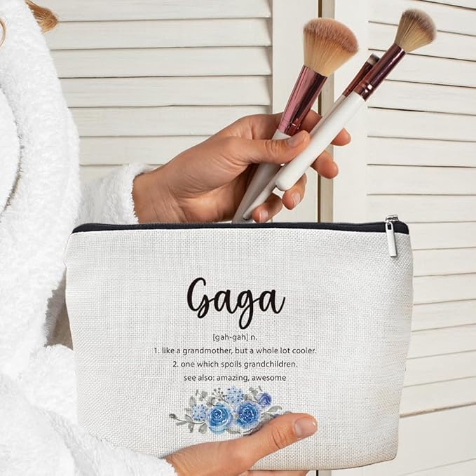 MOTERMATE Gaga Gifts Makeup Bag, Best Gaga Gifts for Christmas from Grandkids Cosmetic Bag for Women, Grandma Gift from Granddaughter Grandson Toiletry Bags Zipper Makeup Pouch