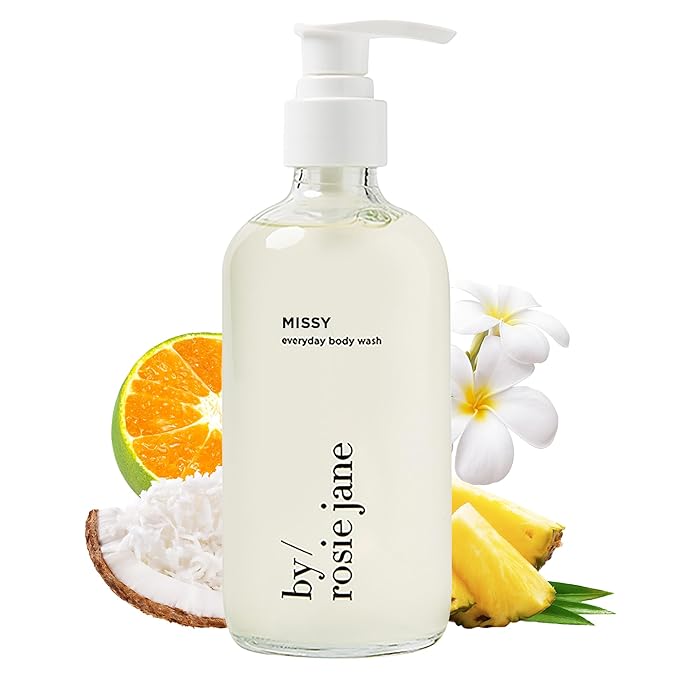 By Rosie Jane Body Wash (Missy) - Hydrating Body Wash Made with Toasted Coconut, Golden Pineapple & Frangipani - Supports Skin Elasticity & Builds Collagen - Vegan & Non-Toxic (8 Fl Oz)