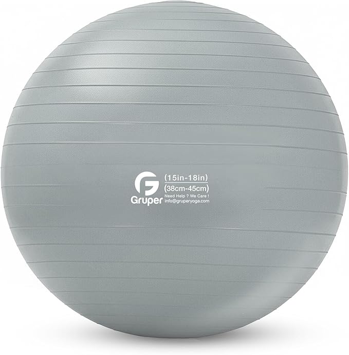 Gruper Yoga and Pilates Ball,4 Sizes Gym Ball for Fitness, Yoga, Workout, Pregnancy and Physical Therapy,Quick Pump Included,Great as Yoga Ball Chair for Office or Home Gym Equipment