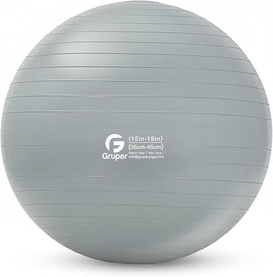 Gruper Yoga and Pilates Ball,4 Sizes Gym Ball for Fitness, Yoga, Workout, Pregnancy and Physical Therapy,Quick Pump Included,Great as Yoga Ball Chair for Office or Home Gym Equipment