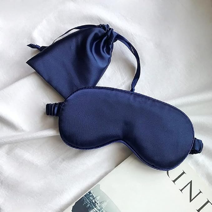LCBD Silk Satin Sleeping Eye Mask, Navy Sleep Eye Night Blindfold for Women and Men, Soft Breathable Blackout Eyeshade Eye Cover for Travel, Wedding Bridesmaid Gift