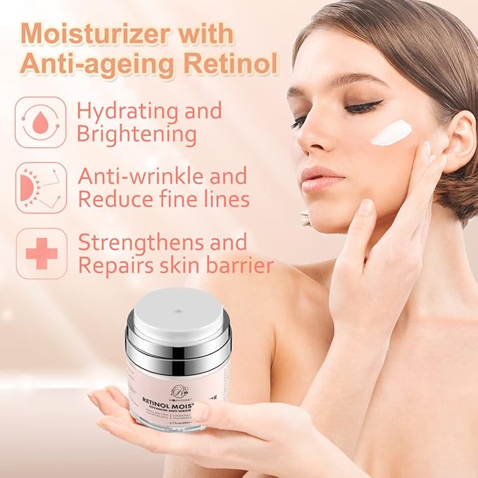ROSVANEE Retinol Cream Face Moisturizer for Women Men Anti Aging Wrinkle Cream with Retinol, Nacinamide, AH-8 Peptides, Botanical Extracts Facial Eye Cream for Day Night