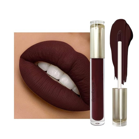 ilembane Drak Brown Matte Liquid Lipstick Stay Long Lasting, Highly Pigmented Rich Lip Colors, Smudge-Proof, Waterproof, Transfer-Resistant（Chocolate）