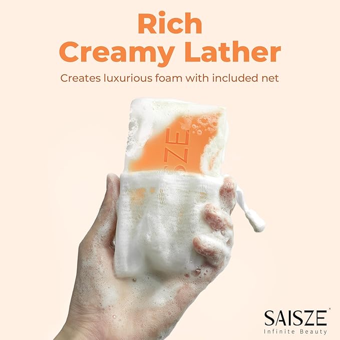 SAISZE Turmeric Soap, Kojic Acid Soap Bar, 4oz x 2 BARS, Dark Spots Remover for Face and Body, Brightening, Hyperpigmentation